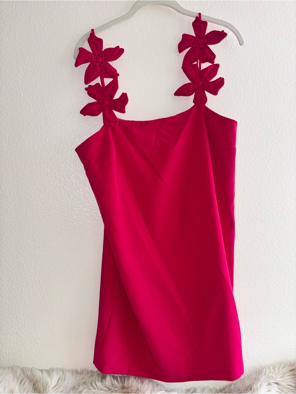 ANTONIO MELANI Hot Pink Floral-Shoulder Mini Shift Dress stunning - Picture 4 of 6
